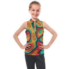 Paper Cut Abstract Pattern Kids  Sleeveless Polo T-shirt