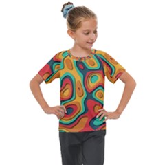 Paper Cut Abstract Pattern Kids  Mesh Piece T-shirt