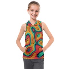 Paper Cut Abstract Pattern Kids  Sleeveless Hoodie by Maspions