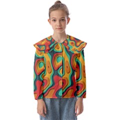 Paper Cut Abstract Pattern Kids  Peter Pan Collar Blouse