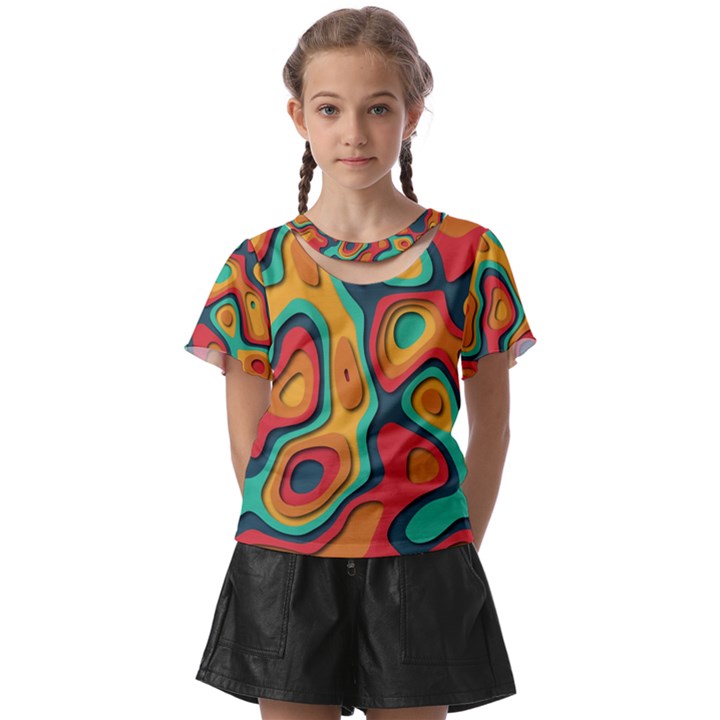 Paper Cut Abstract Pattern Kids  Front Cut T-Shirt