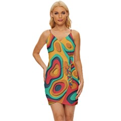 Paper Cut Abstract Pattern Wrap Tie Front Dress