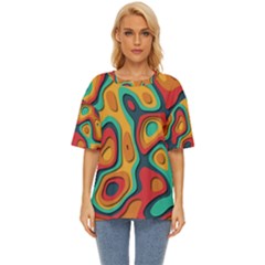 Paper Cut Abstract Pattern Oversized Basic T-shirt