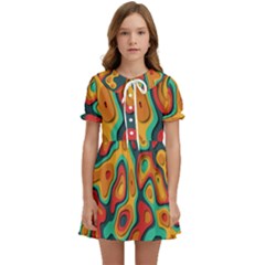 Paper Cut Abstract Pattern Kids  Sweet Collar Dress