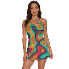 Paper Cut Abstract Pattern 2-in-1 Flare Activity Dress by Maspions