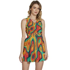 Paper Cut Abstract Pattern Sleeveless High Waist Mini Dress by Maspions