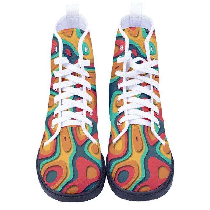 Paper Cut Abstract Pattern Women s High-Top Canvas Sneakers