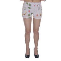 Spring Art Floral Pattern Design Skinny Shorts