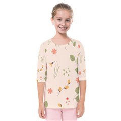 Spring Art Floral Pattern Design Kids  Quarter Sleeve Raglan T-shirt