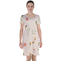 Spring Art Floral Pattern Design Short Sleeve Nightdress