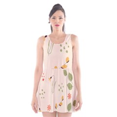 Spring Art Floral Pattern Design Scoop Neck Skater Dress