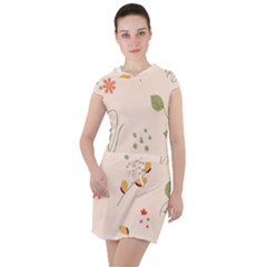 Spring Art Floral Pattern Design Drawstring Hooded Dress