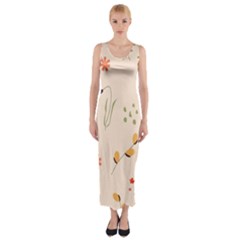 Spring Art Floral Pattern Design Fitted Maxi Dress