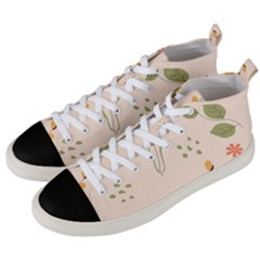 Spring Art Floral Pattern Design Men s Mid-top Canvas Sneakers