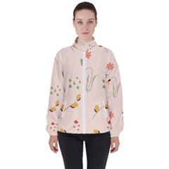 Spring Art Floral Pattern Design Women s High Neck Windbreaker