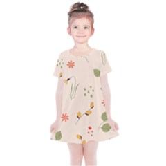 Spring Art Floral Pattern Design Kids  Simple Cotton Dress