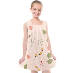 Spring Art Floral Pattern Design Kids  Cross Back Dress