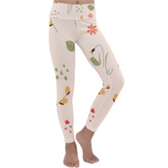 Spring Art Floral Pattern Design Kids  Lightweight Velour Classic Yoga Leggings by Maspions