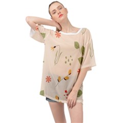 Spring Art Floral Pattern Design Oversized Chiffon Top