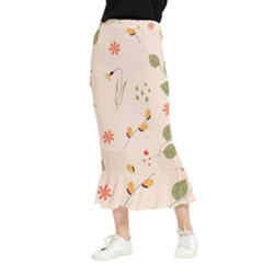 Spring Art Floral Pattern Design Maxi Fishtail Chiffon Skirt