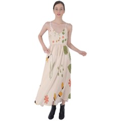 Spring Art Floral Pattern Design Tie Back Maxi Dress