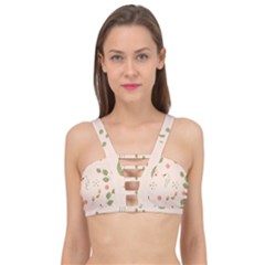 Spring Art Floral Pattern Design Cage Up Bikini Top