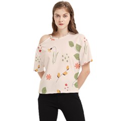 Spring Art Floral Pattern Design One Shoulder Cut Out T-shirt