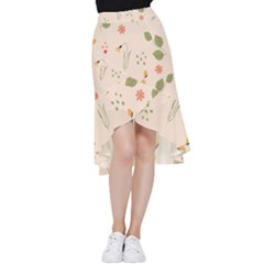 Spring Art Floral Pattern Design Frill Hi Low Chiffon Skirt