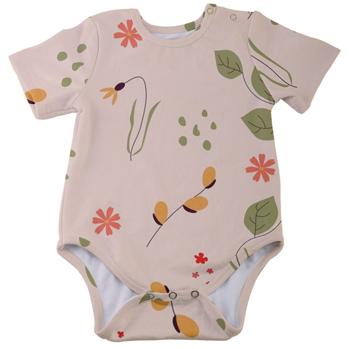 Spring Art Floral Pattern Design Baby Short Sleeve Bodysuit