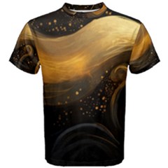 Abstract Gold Wave Background Men s Cotton T-shirt