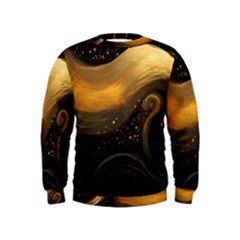 Abstract Gold Wave Background Kids  Sweatshirt