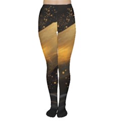 Abstract Gold Wave Background Tights