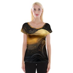 Abstract Gold Wave Background Cap Sleeve Top