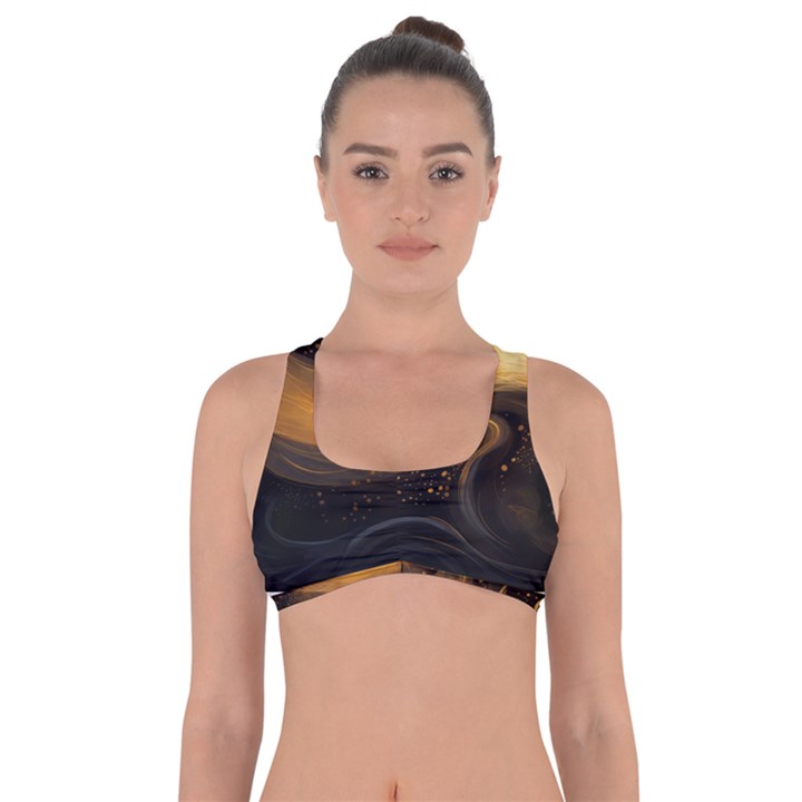 Abstract Gold Wave Background Got No Strings Sports Bra