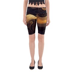 Abstract Gold Wave Background Yoga Cropped Leggings