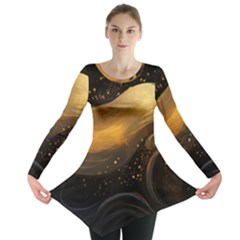 Abstract Gold Wave Background Long Sleeve Tunic 