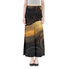 Abstract Gold Wave Background Full Length Maxi Skirt