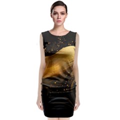 Abstract Gold Wave Background Classic Sleeveless Midi Dress