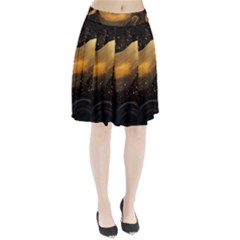 Abstract Gold Wave Background Pleated Skirt by Maspions