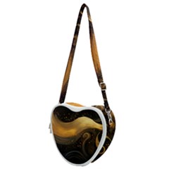 Abstract Gold Wave Background Heart Shoulder Bag