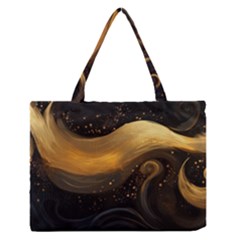 Abstract Gold Wave Background Zipper Medium Tote Bag