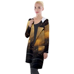 Abstract Gold Wave Background Hooded Pocket Cardigan