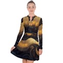 Abstract Gold Wave Background Long Sleeve Panel Dress View1