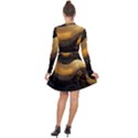 Abstract Gold Wave Background Long Sleeve Panel Dress View2