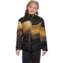 Abstract Gold Wave Background Kids  Puffer Bubble Jacket Coat