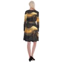 Abstract Gold Wave Background Long Sleeve Velvet Front Wrap Dress View2