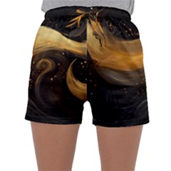 Abstract Gold Wave Background Sleepwear Shorts