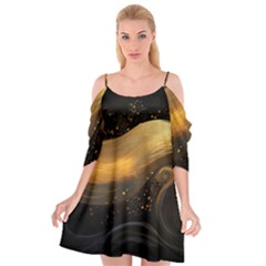 Abstract Gold Wave Background Cutout Spaghetti Strap Chiffon Dress