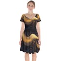 Abstract Gold Wave Background Short Sleeve Bardot Dress View1