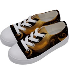 Abstract Gold Wave Background Kids  Low Top Canvas Sneakers